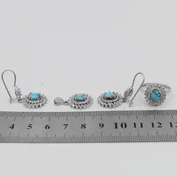 نیم ست فیروزه نیشابوری نقره زنانه طرح گلی