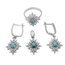 نیم ست فیروزه نیشابوری نقره زنانه طرح حلما