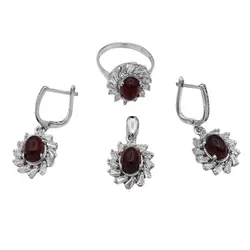 نیم ست عقیق سرخ نقره زنانه طرح ترلان