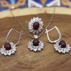 نیم ست عقیق سرخ نقره زنانه طرح ترلان