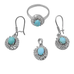 نیم ست فیروزه نیشابوری نقره زنانه طرح معصومه