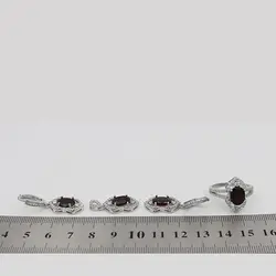 نیم ست گارنت الماس تراش نقره زنانه طرح هانا