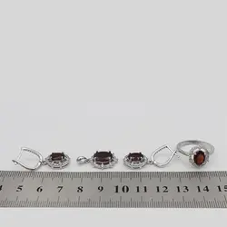 نیم ست گارنت الماس تراش نقره زنانه طرح آذر