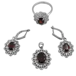 نیم ست گارنت الماس تراش نقره زنانه طرح شهرزاد