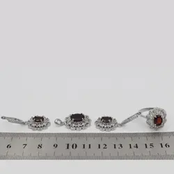 نیم ست گارنت الماس تراش نقره زنانه طرح شهرزاد