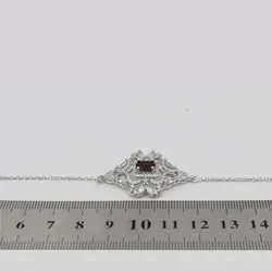 دستبند گارنت الماس تراش نقره زنانه طرح گلنوش