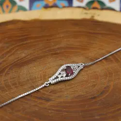 دستبند گارنت الماس تراش نقره زنانه طرح گلناز