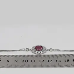 دستبند یاقوت سرخ الماس تراش نقره زنانه طرح هدیه