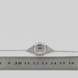 دستبند آمیتیست الماس تراش نقره زنانه طرح هدیه