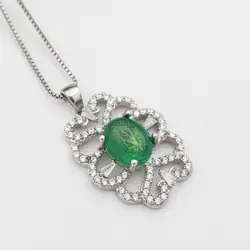 گردنبند عقیق سبز نقره زنانه طرح شاپرک + حکاکی آیه من یتق الله
