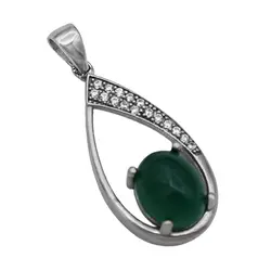 گردنبند عقیق سبز نقره زنانه طرح سودابه