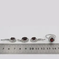 نیم ست گارنت الماس تراش نقره زنانه طرح آشا