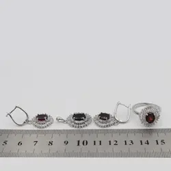 نیم ست گارنت الماس تراش نقره زنانه طرح ملیکا