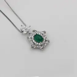 گردنبند عقیق سبز نقره زنانه طرح رخشان