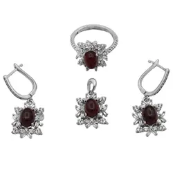 نیم ست عقیق سرخ نقره زنانه طرح افسانه