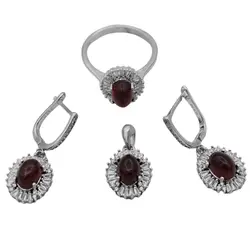 نیم ست عقیق سرخ نقره زنانه طرح فرزانه