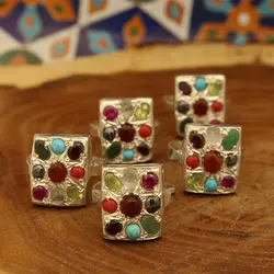 انگشتر چند سنگ نقره زنانه و مردانه دست ساز طرح انساب + حرز امام جواد (ع)