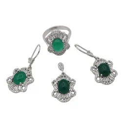 نیم ست عقیق سبز نقره زنانه طرح رخساره