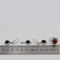 نیم ست عقیق سرخ نقره زنانه طرح رحاب