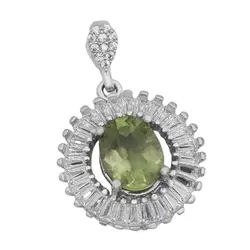 گردنبند زبرجد الماس تراش نقره زنانه طرح مائده