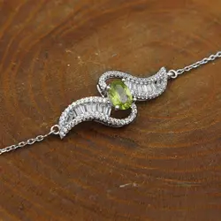 دستبند زبرجد الماس تراش نقره زنانه طرح روژان