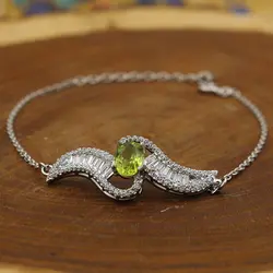 دستبند زبرجد الماس تراش نقره زنانه طرح روژان