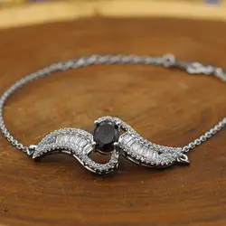 دستبند گارنت الماس تراش نقره زنانه طرح روژان