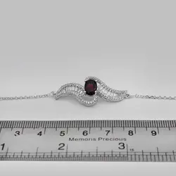 دستبند گارنت الماس تراش نقره زنانه طرح روژان