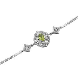 دستبند زبرجد الماس تراش نقره زنانه طرح مه آفرید