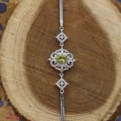 دستبند زبرجد الماس تراش نقره زنانه طرح مه آفرید