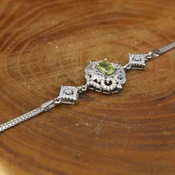 دستبند زبرجد الماس تراش نقره زنانه طرح مه آفرید