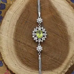 دستبند زبرجد الماس تراش نقره زنانه طرح فارا
