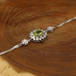 دستبند زبرجد الماس تراش نقره زنانه طرح فارا