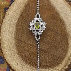 دستبند زبرجد الماس تراش نقره زنانه طرح صالحه