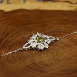 دستبند زبرجد الماس تراش نقره زنانه طرح صالحه