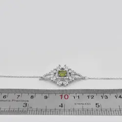 دستبند زبرجد الماس تراش نقره زنانه طرح صالحه