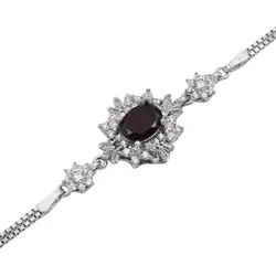 دستبند گارنت الماس تراش نقره زنانه طرح مستانه