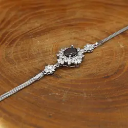 دستبند گارنت الماس تراش نقره زنانه طرح مستانه