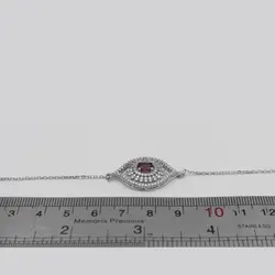 دستبند گارنت الماس تراش نقره زنانه طرح نرگس