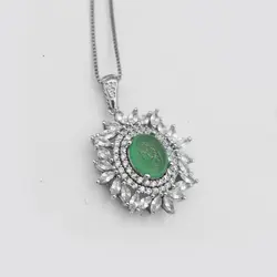 گردنبند عقیق سبز نقره زنانه طرح عذرا + حکاکی آیه من یتق الله