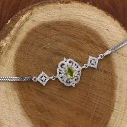 دستبند زبرجد الماس تراش نقره زنانه طرح کوکب