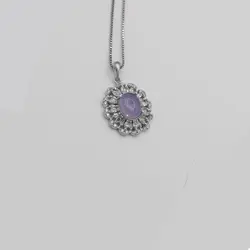 گردنبند عقیق کبود یمنی نقره زنانه طرح بیتا