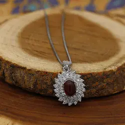 گردنبند عقیق سرخ نقره زنانه طرح سیما