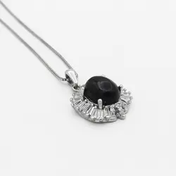 گردنبند عقیق سیاه نقره زنانه طرح ساناز