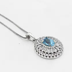 گردنبند توپاز الماس تراش زنانه نقره طرح شادی