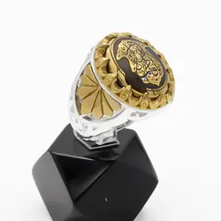 انگشتر حدید صینی نقره مردانه طرح دورطلایی یا فاطمه الزهرا (س)