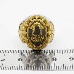 انگشتر حدید صینی نقره مردانه طرح دورطلایی یا فاطمه الزهرا (س)