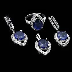 نیم ست یاقوت کبود الماس تراش نقره زنانه طرح گندم