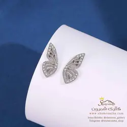 گوشواره زنانه بال پروانه تمام نگین مدل EAR749S0