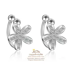 کلیپس گوش مدل گل رنگ نقره ای EAR732S0